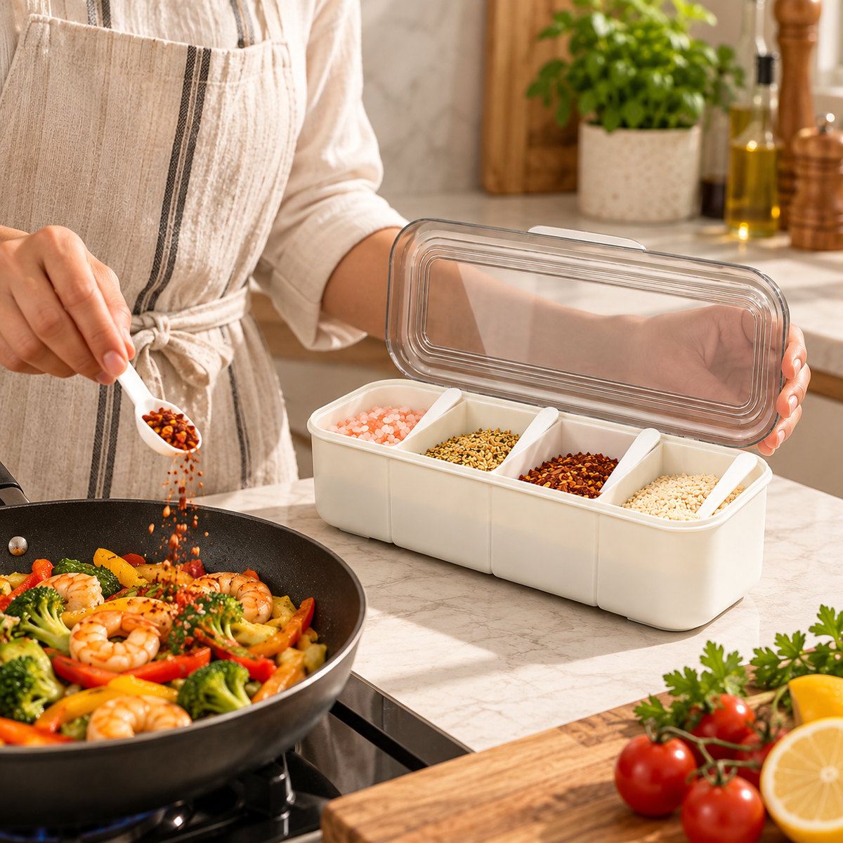 4-Compartment Seasoning Container Set
