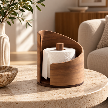 Walnut Wood Side-Opening Toilet Paper Roll Holder