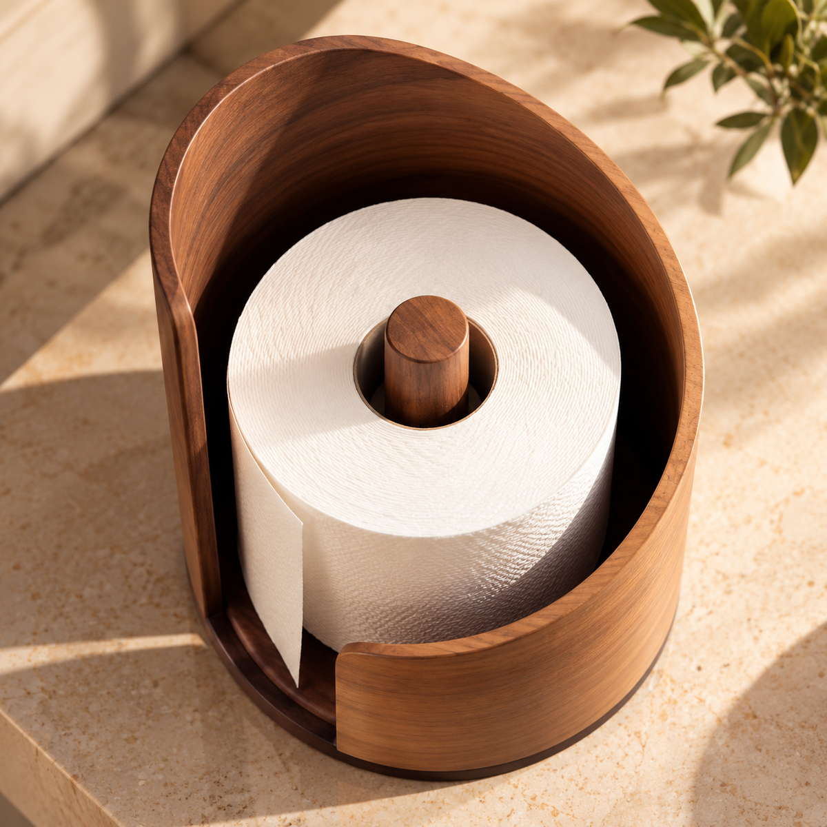 Walnut Wood Side-Opening Toilet Paper Roll Holder